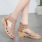 2024 Women's Soft Leather Wedge Roman Sandals